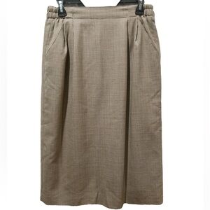 Vintage Talbots Wool Skirt Houndstooth Plaid Midi Petite 10 Brown Classic USA